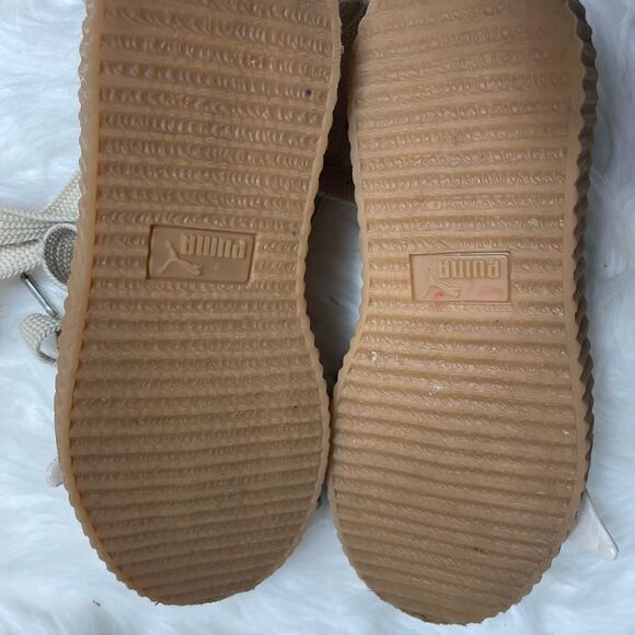 Puma Fenty beige leather creeper lace up with leather bow accent size 7.5 - Picture 10 of 11